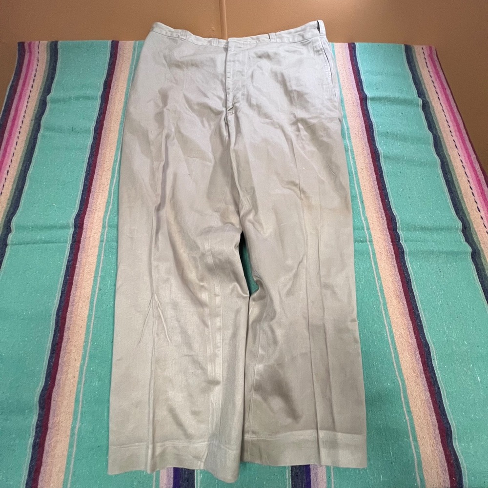 Tennessee Overall Co Military Trousers Mens 42x33 Khaki Cotton Twill Vintage 70s